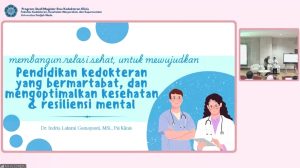 Kuliah umum Magister Ilmu Kedokteran Klinis FK-KMK UGM turut berkomitmen pada meta-analisis terkait dengan relasi sehat pada Sustainable Development Goals. Selain itu, kegiatan ini turut mendukung komitmen pendidikan berkelanjutan, khususnya dalam membangun literasi dasar pendidikan bermartabat.